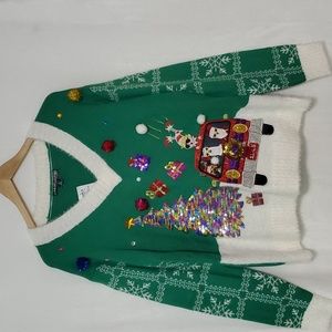 NWT United States Sweater Holiday  Sequin Metallics Christmas Scene Sweater